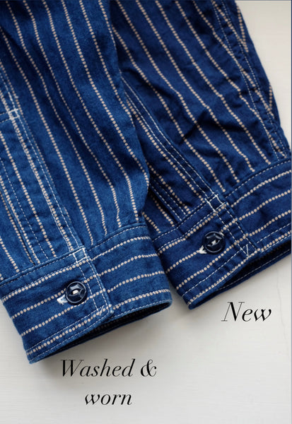 {The Rite Stuff} Bulldog Wabash Discharge-dyed Pullover Work Shirt (Indigo)