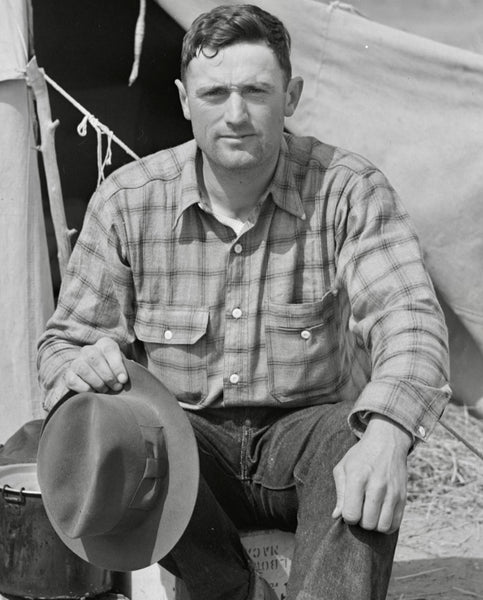 {Now Shipping} Uncle Sam Brushed Chamois Flannel Cigarette Pocket Work Shirt (Sand Grey)