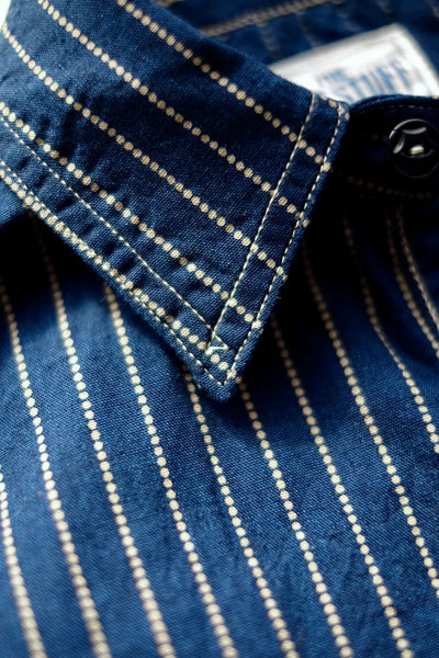 {The Rite Stuff} Bulldog Wabash Discharge-dyed Pullover Work Shirt (Indigo)