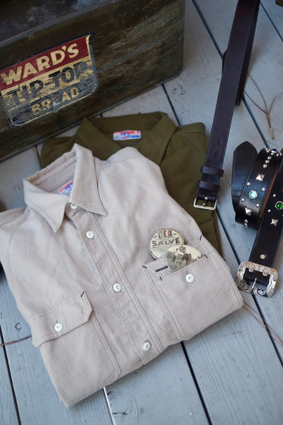 {Now Shipping} Uncle Sam Brushed Chamois Flannel Cigarette Pocket Work Shirt (Sand Grey)