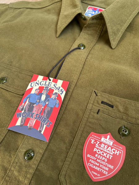 {Now Shipping} Uncle Sam Brushed Chamois Flannel Cigarette Pocket Work Shirt (Olive Drab)