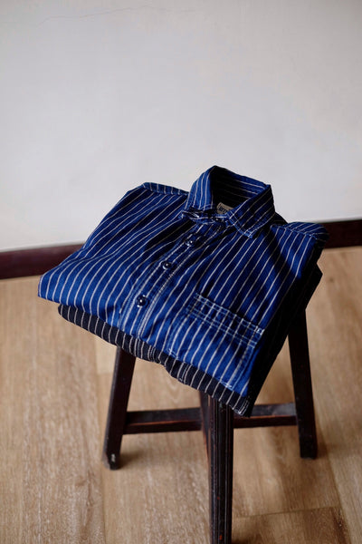 {The Rite Stuff} Bulldog Wabash Discharge-dyed Pullover Work Shirt (Indigo)