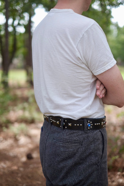 {The Rite Stuff x Codina Leather} ‘Streetcar’ 1930s-style Jewel and Stud Belt (Black Teacore)