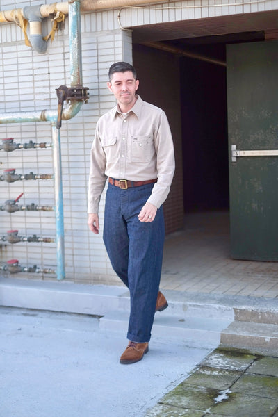 {Now Shipping} Uncle Sam Brushed Chamois Flannel Cigarette Pocket Work Shirt (Sand Grey)