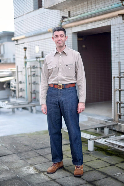 {Now Shipping} Uncle Sam Brushed Chamois Flannel Cigarette Pocket Work Shirt (Sand Grey)