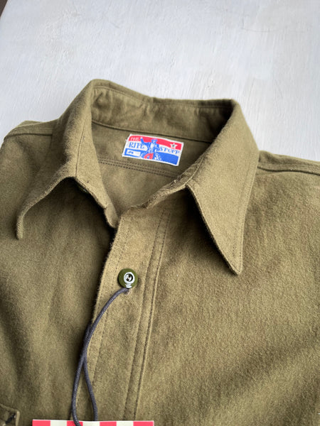 {Now Shipping} Uncle Sam Brushed Chamois Flannel Cigarette Pocket Work Shirt (Olive Drab)