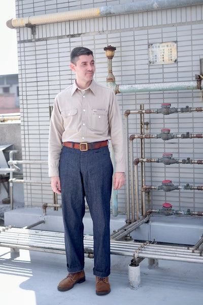 {Now Shipping} Uncle Sam Brushed Chamois Flannel Cigarette Pocket Work Shirt (Sand Grey)