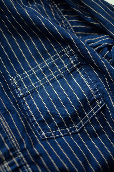 {The Rite Stuff} Bulldog Wabash Discharge-dyed Pullover Work Shirt (Indigo)