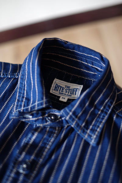 {The Rite Stuff} Bulldog Wabash Discharge-dyed Pullover Work Shirt (Indigo)