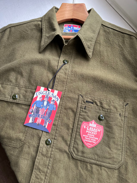 {Now Shipping} Uncle Sam Brushed Chamois Flannel Cigarette Pocket Work Shirt (Olive Drab)