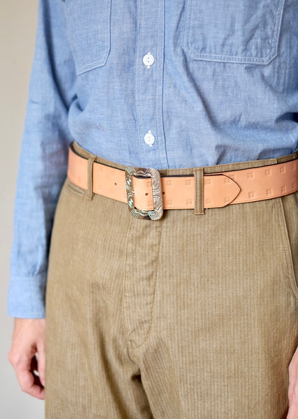 {The Rite Stuff x Codina Leather} Stampede 1930s Hand-stamped Western Belt (Natural)