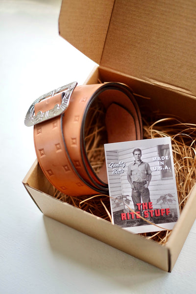 {The Rite Stuff x Codina Leather} Stampede 1930s Hand-stamped Western Belt (Natural)