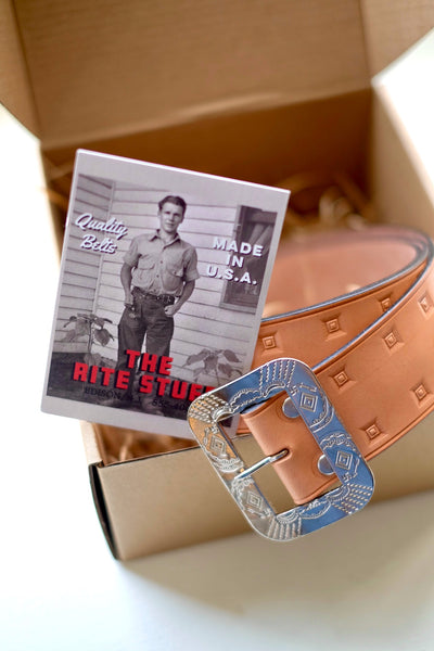 {The Rite Stuff x Codina Leather} Stampede 1930s Hand-stamped Western Belt (Natural)