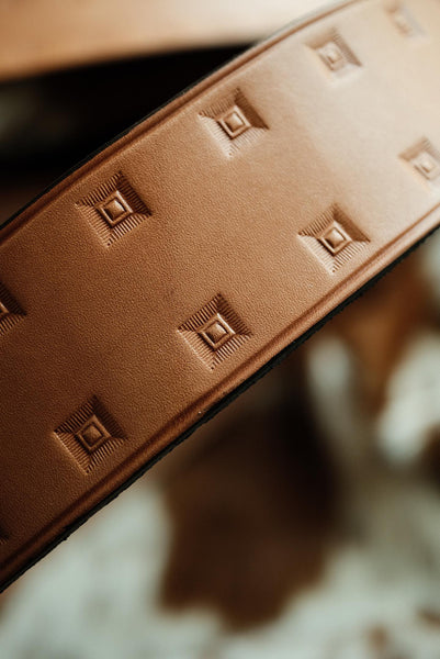 {The Rite Stuff x Codina Leather} Stampede 1930s Hand-stamped Western Belt (Natural)