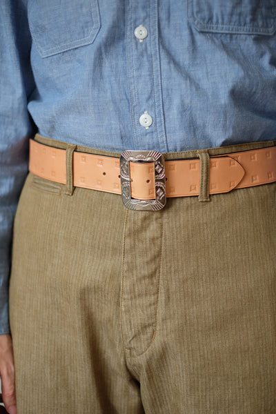 {The Rite Stuff x Codina Leather} Stampede 1930s Hand-stamped Western Belt (Natural)