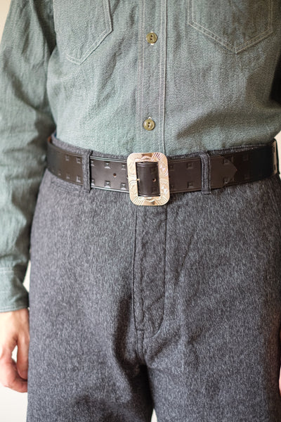 {The Rite Stuff x Codina Leather} Stampede 1930s Hand-stamped Western Belt (Black)