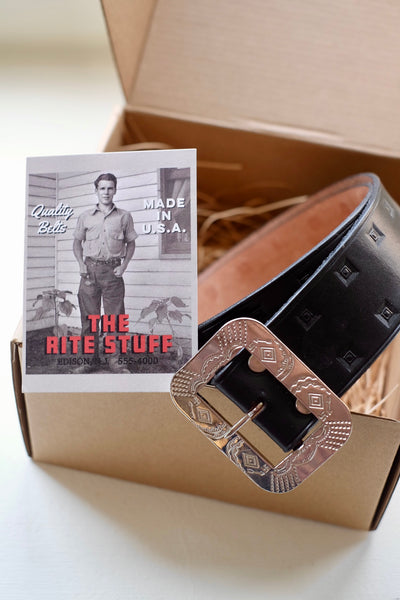 {The Rite Stuff x Codina Leather} Stampede 1930s Hand-stamped Western Belt (Black)