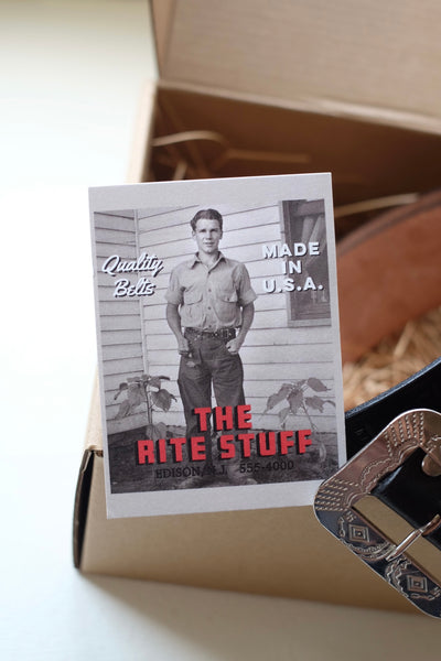 {The Rite Stuff x Codina Leather} Stampede 1930s Hand-stamped Western Belt (Black)