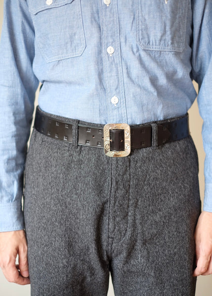 {The Rite Stuff x Codina Leather} Stampede 1930s Hand-stamped Western Belt (Black)