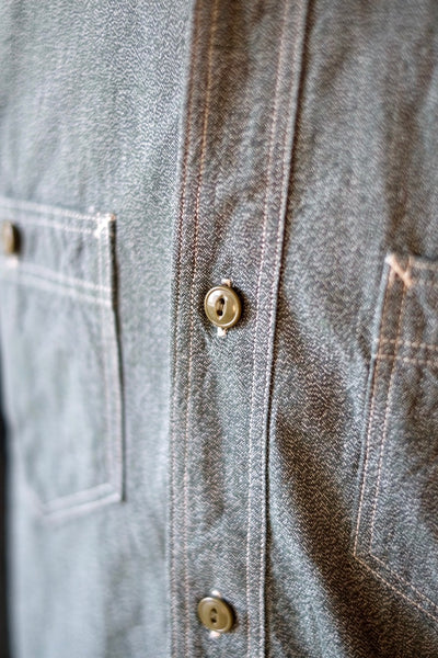 {Sold Out} Atlas Salt & Pepper 6.5 oz. Selvedge Work Shirt (Sage Green)