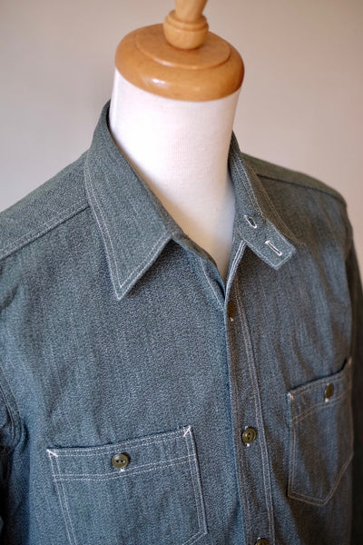 {Sold Out} Atlas Salt & Pepper 6.5 oz. Selvedge Work Shirt (Sage Green)
