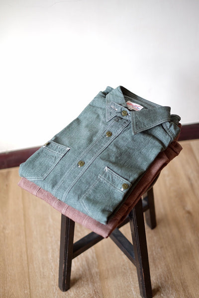 {Sold Out} Atlas Salt & Pepper 6.5 oz. Selvedge Work Shirt (Sage Green)