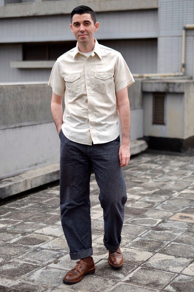 {The Rite Stuff} Bantam Cotton-Linen Short-Sleeve Work Shirt (Ecru)