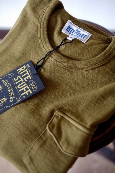 {The Rite Stuff} Heavyweight 9 oz. Loopwheel Pocket Tee (Olive)