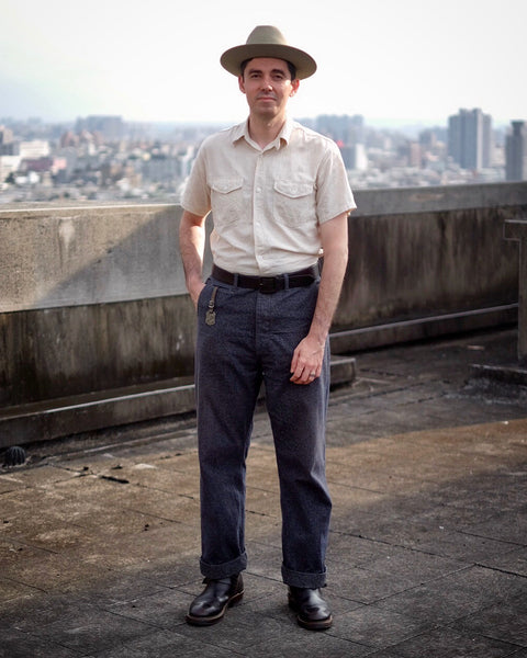 {The Rite Stuff} Bantam Selvedge Chambray Short-Sleeve Work Shirt (Ecru)