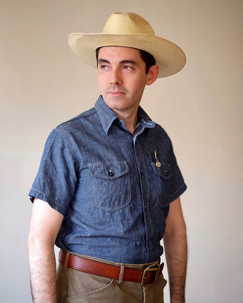 {The Rite Stuff} Bantam Selvedge Chambray Short-Sleeve Work Shirt (Indigo)