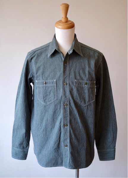 {Sold Out} Atlas Salt & Pepper 6.5 oz. Selvedge Work Shirt (Sage Green)