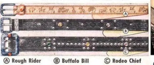 {The Rite Stuff x Codina Leather} Stampede 1930s Hand-stamped Western Belt (Black)