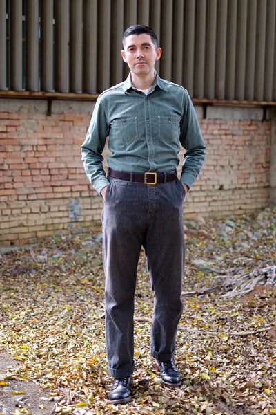 {Sold Out} Atlas Salt & Pepper 6.5 oz. Selvedge Work Shirt (Sage Green)