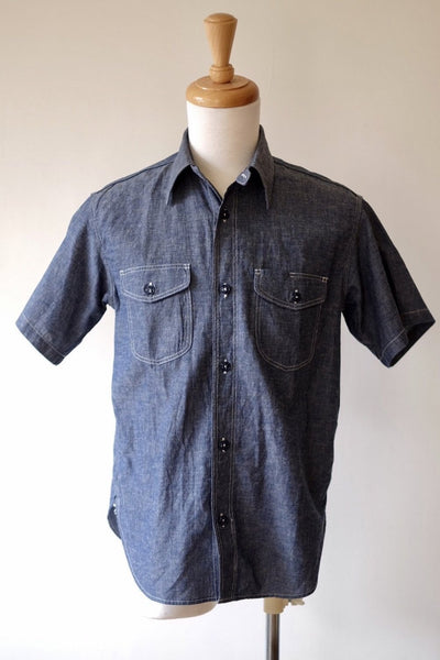 {The Rite Stuff} Bantam Cotton-Linen Short-Sleeve Work Shirt (Indigo)