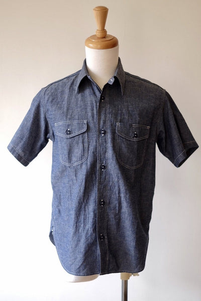 {The Rite Stuff} Bantam Selvedge Chambray Short-Sleeve Work Shirt (Indigo)