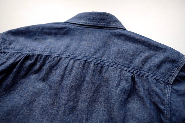 {The Rite Stuff} Bantam Cotton-Linen Short-Sleeve Work Shirt (Indigo)