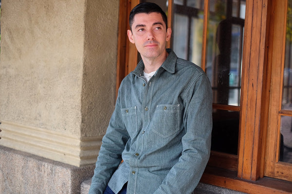 {Sold Out} Atlas Salt & Pepper 6.5 oz. Selvedge Work Shirt (Sage Green)