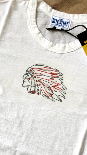{Vintage Remake} - Deadstock 1940s iron on slub tee (Native Chief) Med.