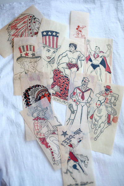 {Vintage Remake} - Deadstock 1940s Iron On Slub Tee (Native Chief) Small