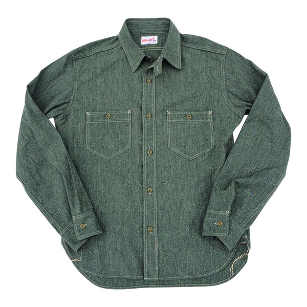 {Sold Out} Atlas Salt & Pepper 6.5 oz. Selvedge Work Shirt (Sage Green)