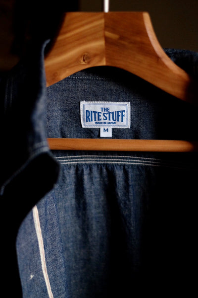 {The Rite Stuff} Bantam Cotton-Linen Short-Sleeve Work Shirt (Indigo)