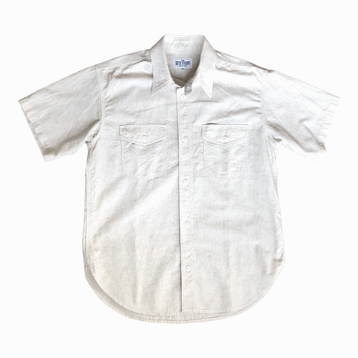 The Rite Stuff} Bantam Cotton-Linen Short-Sleeve Work Shirt (Ecru)