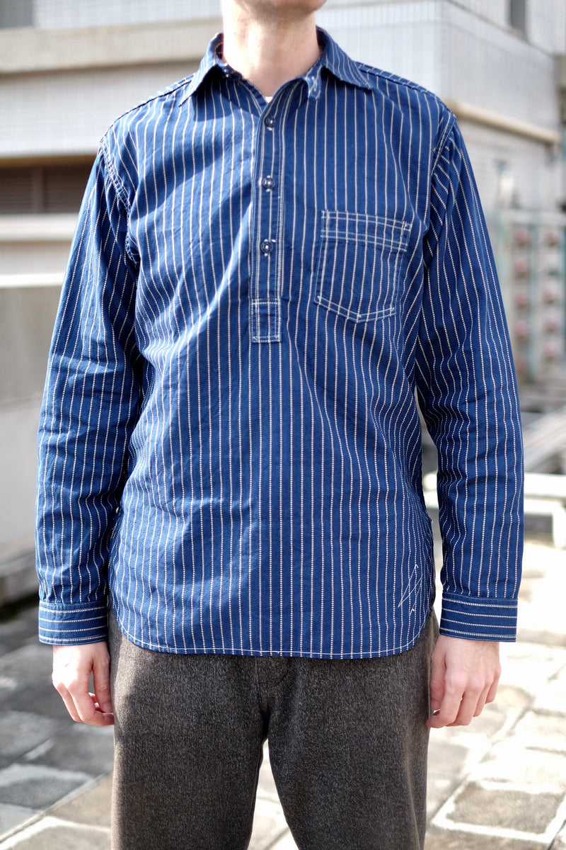 Handwoven Indigo Fabric Men's Workwear Shirt