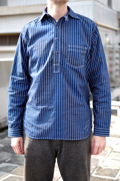 {The Rite Stuff} Bulldog Wabash Discharge-dyed Pullover Work Shirt (Indigo)