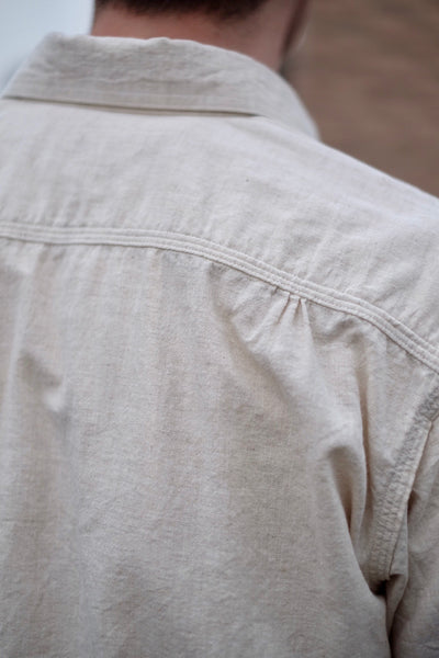 {The Rite Stuff} Bantam Cotton-Linen Short-Sleeve Work Shirt (Ecru)