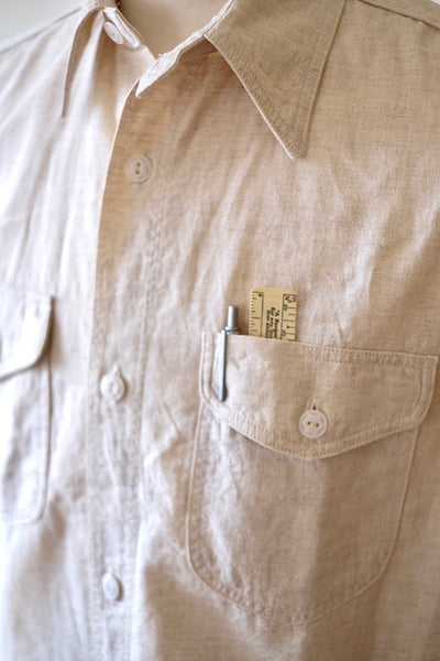 {The Rite Stuff} Bantam Cotton-Linen Short-Sleeve Work Shirt (Ecru)