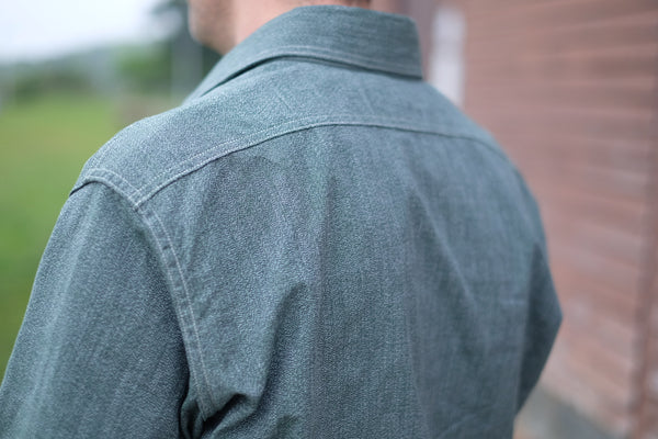{Sold Out} Atlas Salt & Pepper 6.5 oz. Selvedge Work Shirt (Sage Green)