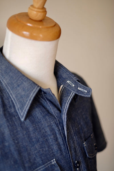 {The Rite Stuff} Bantam Selvedge Chambray Short-Sleeve Work Shirt (Indigo)