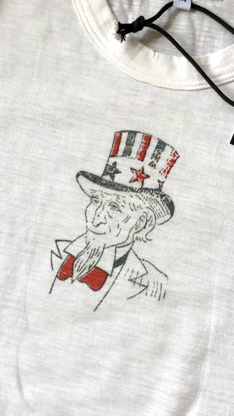{Vintage Remake} - Deadstock 1940s Iron On Slub Tee (Uncle Sam) Med.