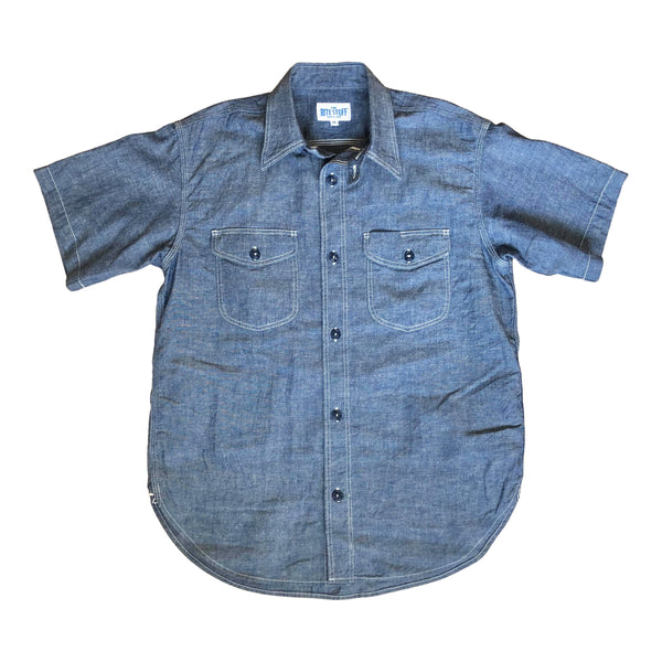 {The Rite Stuff} Bantam Cotton-Linen Short-Sleeve Work Shirt (Indigo)